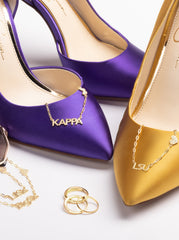Personalized Necklace with Pavé Cubic Zirconia Charm - Gold