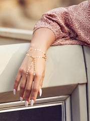 Demi Fine Hand Chain - Gold Confetti
