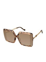 Glamorous Square Metal Temple Sunglasses - Tortoise