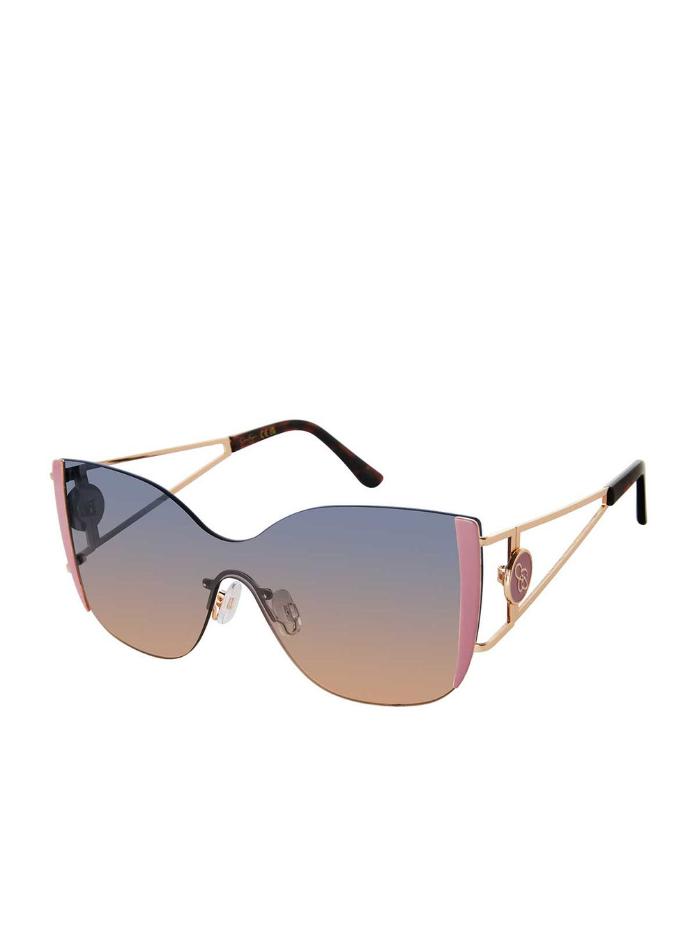 Metal Cat Eye Shield Sunglasses - Gold & Rose