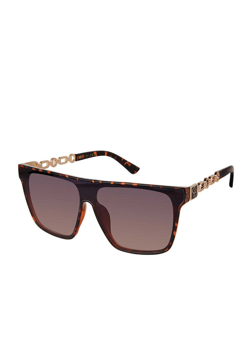 Metal Square Shield Sunglasses - Tortoise