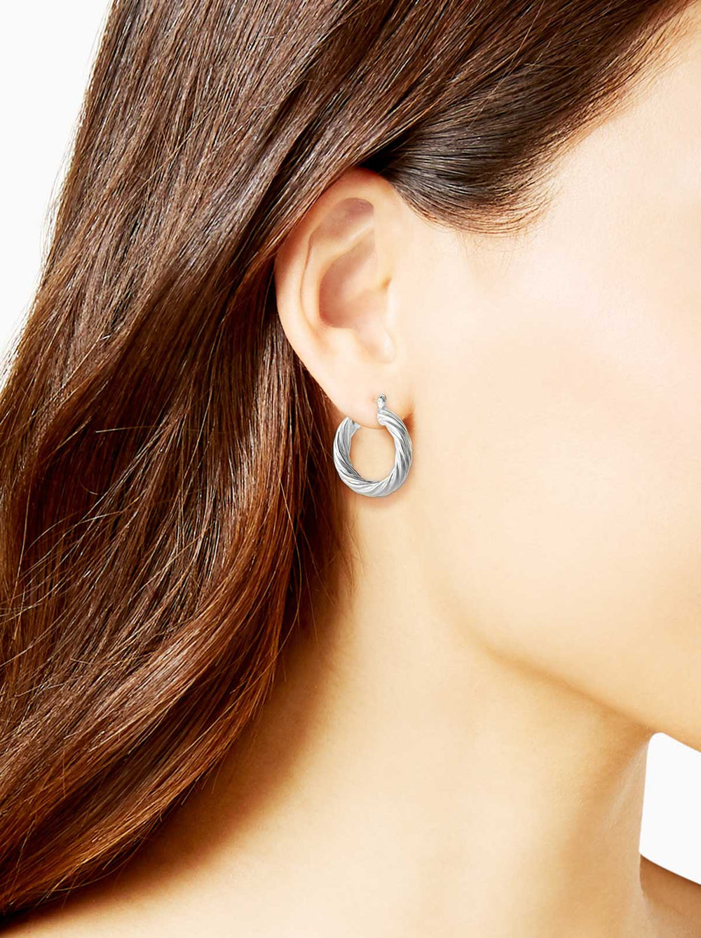 Thick Twisted Hoop Earrings - Silver
