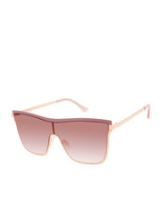 Chic Metal Square Shield Sunglasses - Rose Gold & Rose
