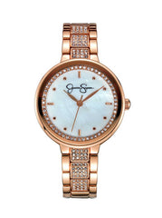 Crystal & Genuine Mother Of Pearl Dial Watch - Rose Gold Tone