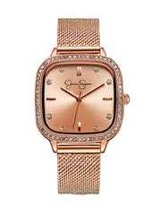 Crystal Bezel Mesh Watch - Rose Gold Tone