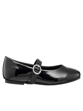 Girls' Amy Jeweled Buckle Ballet Flat - Black
