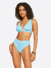 Textured Solids Full Support Triangle Bra - Sky