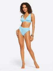 Textured Solids Full Support Triangle Bra - Sky