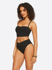 Textured Solids Open Back Tank - Black