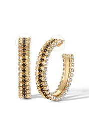 Black And White Crystal Hoop Earrings