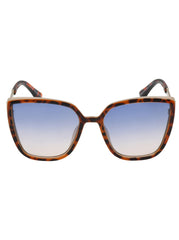 Cat Eye Sunglasses with Metal Temple - Tortoise