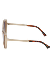 Cat Eye Sunglasses with Metal Temple - Tortoise