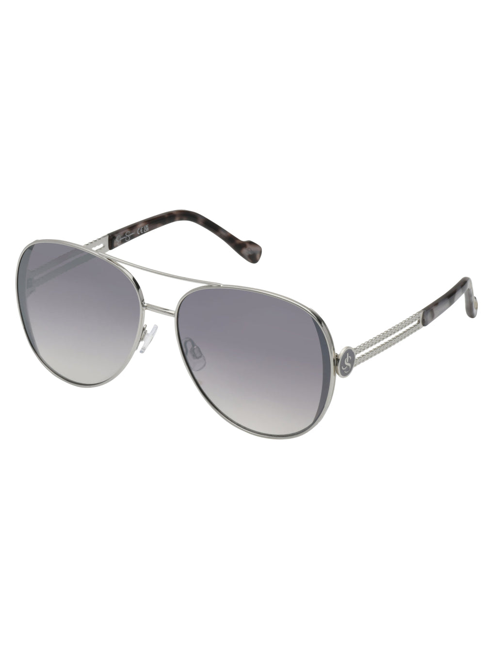 Stylish Metal Aviator Sunglasses - Silver & Tortoise
