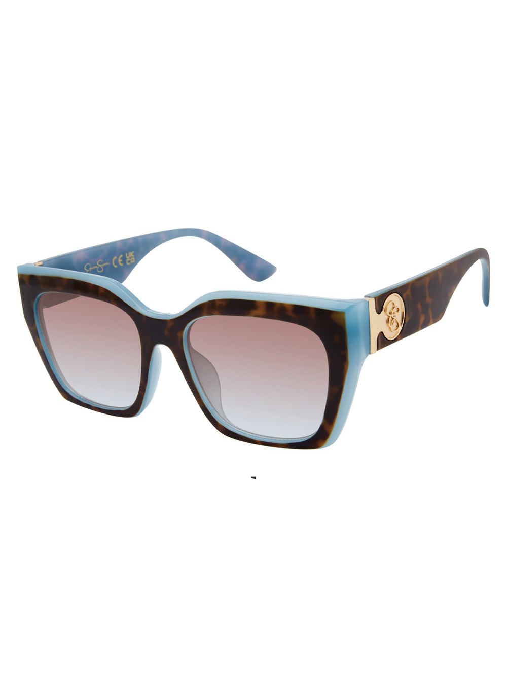 Retro Two Tone Cat Eye Sunglasses - Tortoise & Blue