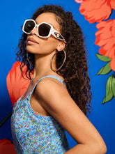 Oversized Geometric Sunglasses - White