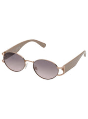 Retro Vintage Metal Oval Sunglasses - Nude