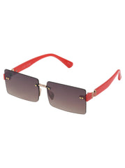 Sleek Rectangular Metal Sunglasses - Gold & Milky Coral