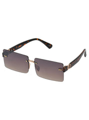 Sleek Rectangular Metal Sunglasses - Gold & Tortoise