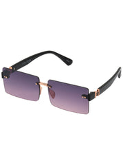 Sleek Rectangular Metal Sunglasses - Rose Gold & Black