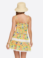 Clare Peplum Tank - Candy Hibiscus