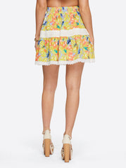 Indira Tiered Skirt - Candy Hibiscus