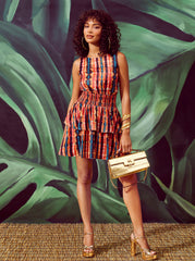 Illora Tiered Mini Dress - Tie Dye Stripe
