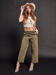 Wide Leg Chino - Bronze Green