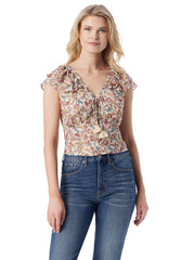 Dixie Cropped Blouse - Cartoon Florals