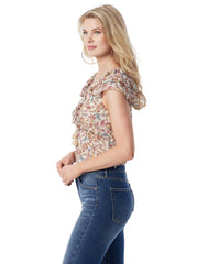 Dixie Cropped Blouse - Cartoon Florals