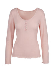 Tahani Henley Top - Silver Pink