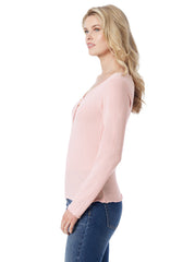 Tahani Henley Top - Silver Pink
