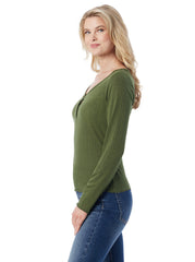 Tahani Henley Top - Bronze Green