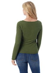 Tahani Henley Top - Bronze Green