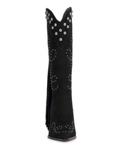 Rosera Studded Fringe Boot - Black