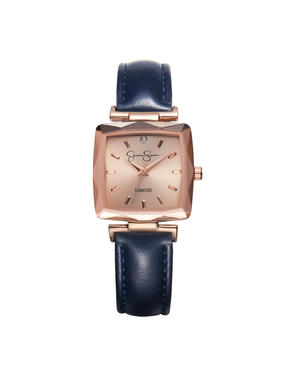Cushion Case Strap Watch - Rose Gold Tone