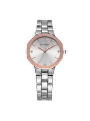 Rose Mettalic Bezel Bracelet Watch - Silver Tone