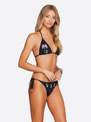Pina Colada String Triangle Bikini Top - Black