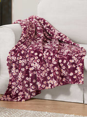 Wildflower Park Plush Throw - Wine Red