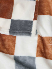 Emery Checkerbaord Plush Throw - Rust & Grey