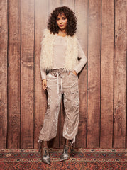 Velvet Cargo Pant - Pearl Grey