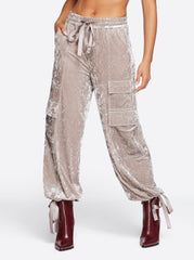 Velvet Cargo Pant - Pearl Grey
