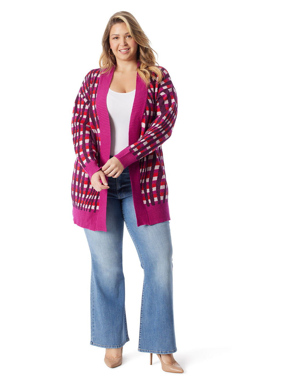 Open Front Cardigan - Festive Swirl