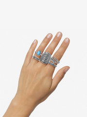 5-Piece Ring Set with Turquoise