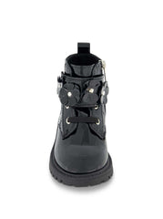 Toddler Daria Flower Moto Boot - Black