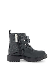 Toddler Daria Flower Moto Boot - Black