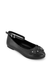 Little Girls' Amy Petal Ballet Flat - Black