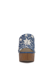 Shelbie Platform Slide - Floral Denim
