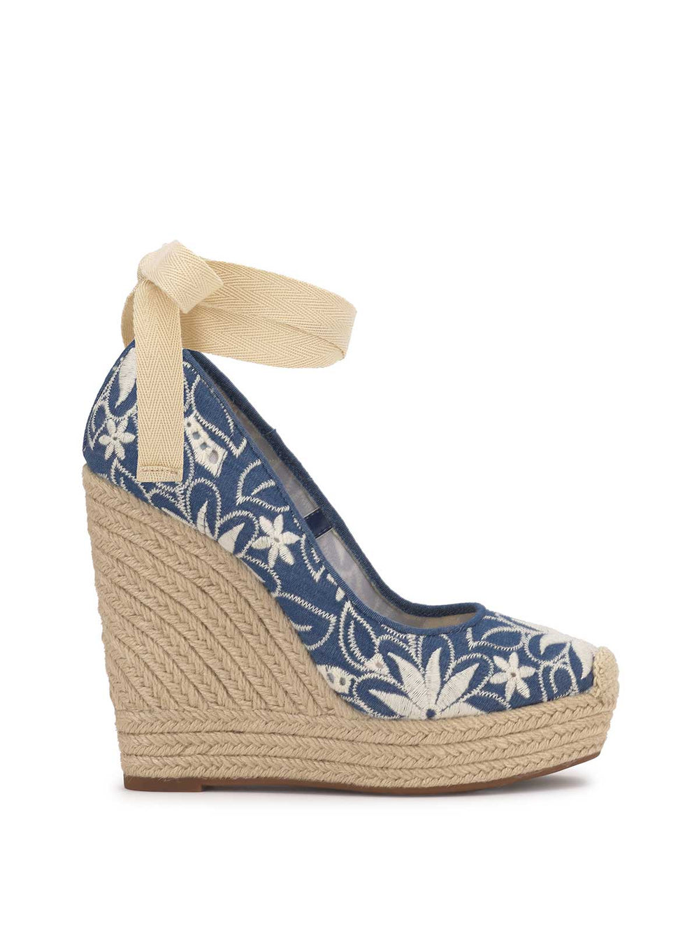 Zexie Platform Wedge - Floral Denim