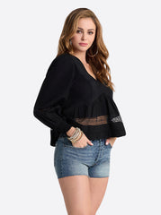 Elsie Babydoll Blouse - Black