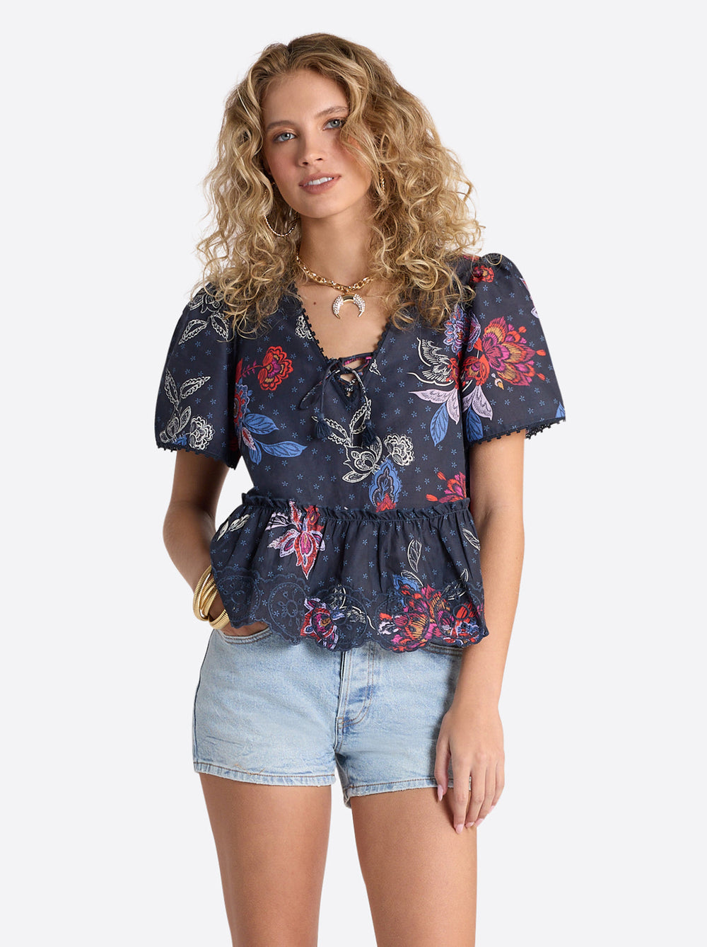 Raquelle Blouse - Polar Night Colorful Rio